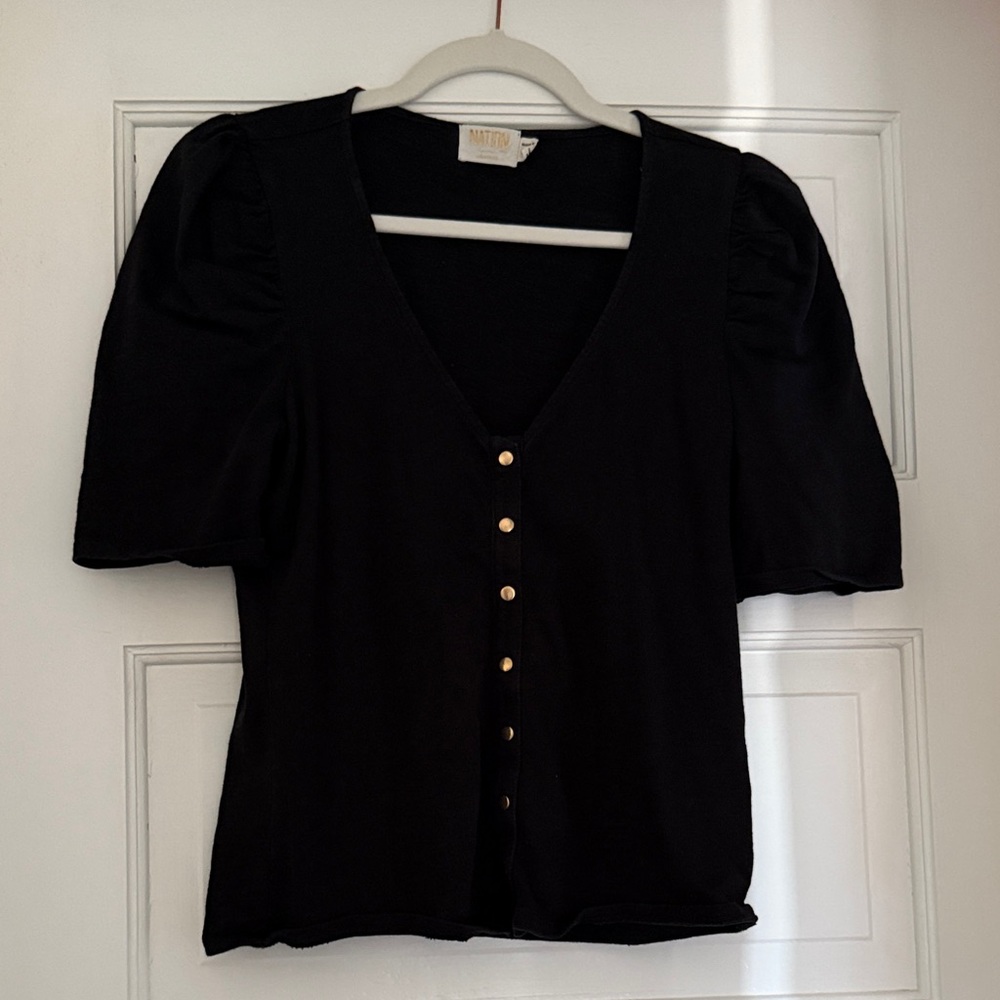Nation LTD Black Puff Sleeve Blouse